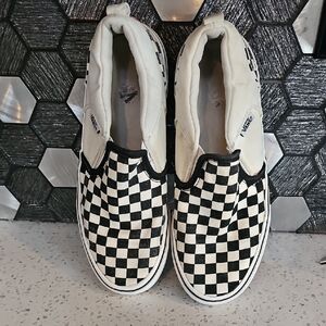 Vans Black and White Checkerboard Slip-On Sneakers